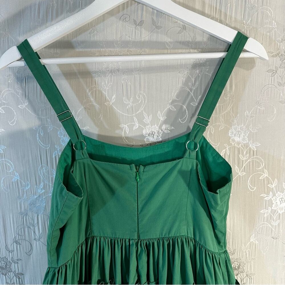 Pinch Green Sleeveless Flowy Ruffle 100% Cotton Maxi Dress Size Small - Picture 6 of 8